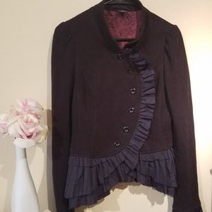 Free people ruffled blazer black and navy 10